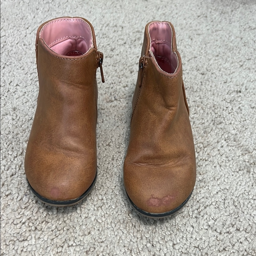 Cat & Jack Brown Ankle Booties with Side Zipper